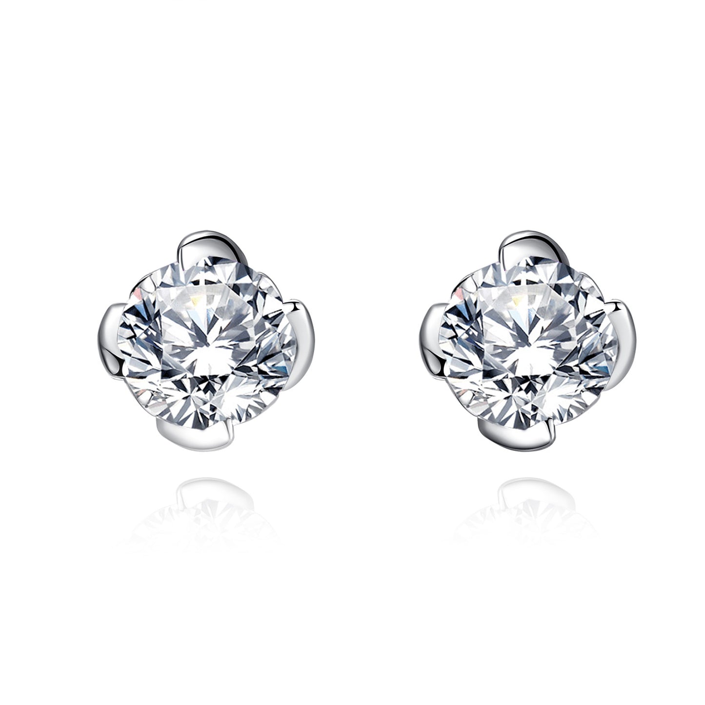 MABELLA Sterling Silver 1.0 cttw Round Shaped Created Gemstone Stud Earrings