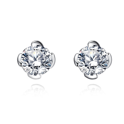 MABELLA Sterling Silver 1.0 cttw Round Shaped Created Gemstone Stud Earrings