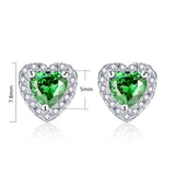 MABELLA Sterling Silver Heart Simulated Ruby Emerald Pendant Earrings Set, Birthday Gifts for Women