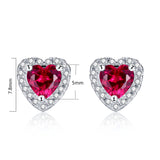 MABELLA Sterling Silver Heart Simulated Ruby Emerald Pendant Earrings Set, Birthday Gifts for Women