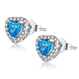 MABELLA Sterling Silver 1.0 cttw Gemstone Heart Shaped Stud Earrings
