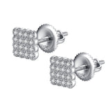 MABELLA Sterling Silver Micro Pave Cubic Zirconia Square Stud Earrings