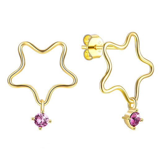 MABELLA 925 Sterling Silver Gold Plated Geometric Stud Earrings Swarovski Crystals, Gifts for Women