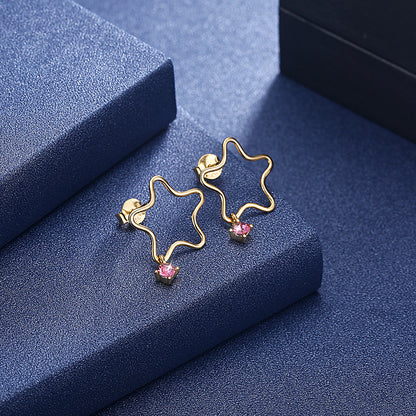 MABELLA 925 Sterling Silver Gold Plated Geometric Stud Earrings Swarovski Crystals, Gifts for Women