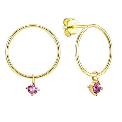 MABELLA 925 Sterling Silver Gold Plated Geometric Stud Earrings Swarovski Crystals, Gifts for Women