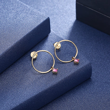 MABELLA 925 Sterling Silver Gold Plated Geometric Stud Earrings Swarovski Crystals, Gifts for Women