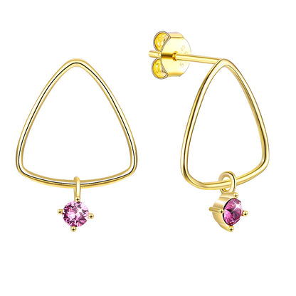 MABELLA 925 Sterling Silver Gold Plated Geometric Stud Earrings Swarovski Crystals, Gifts for Women
