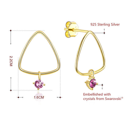 MABELLA 925 Sterling Silver Gold Plated Geometric Stud Earrings Swarovski Crystals, Gifts for Women