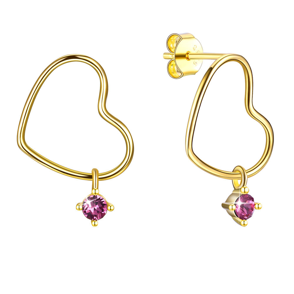 MABELLA 925 Sterling Silver Gold Plated Geometric Stud Earrings Swarovski Crystals, Gifts for Women