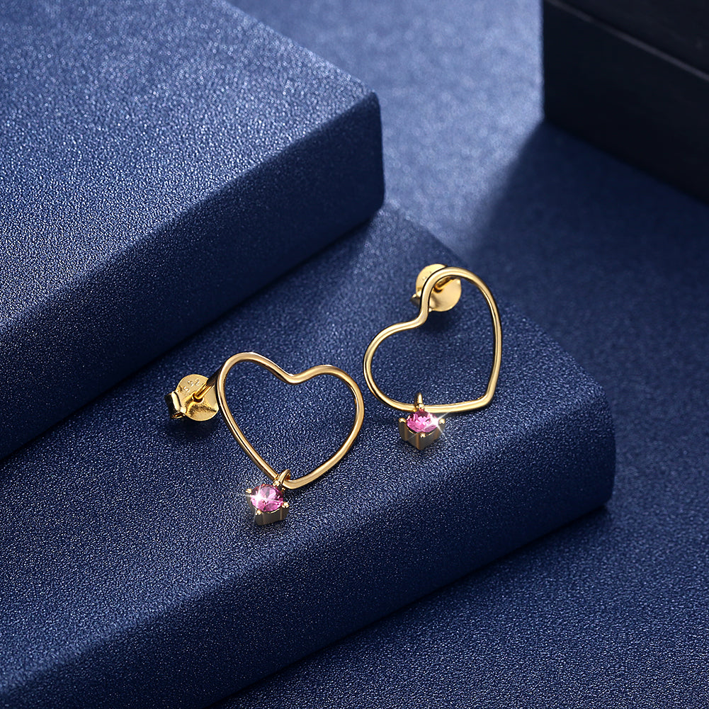 MABELLA 925 Sterling Silver Gold Plated Geometric Stud Earrings Swarovski Crystals, Gifts for Women