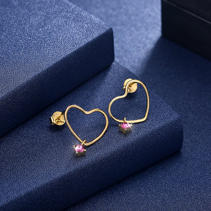 MABELLA 925 Sterling Silver Gold Plated Geometric Stud Earrings Swarovski Crystals, Gifts for Women