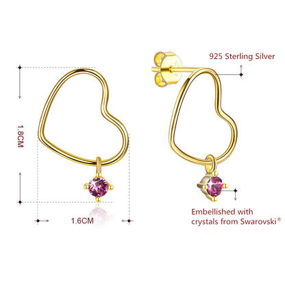 MABELLA 925 Sterling Silver Gold Plated Geometric Stud Earrings Swarovski Crystals, Gifts for Women