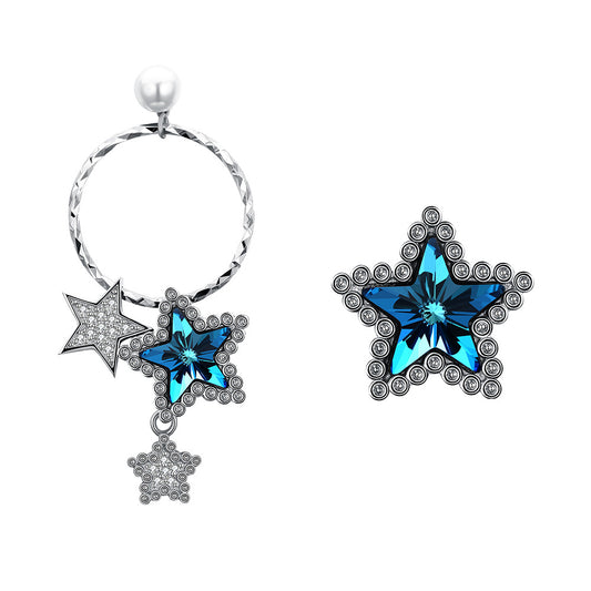 MABELLA Sterling Silver Stars Drop Stud Earrings with Crystals Pearl from Swarovski,Gifts for Women