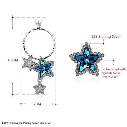 MABELLA Sterling Silver Stars Drop Stud Earrings with Crystals Pearl from Swarovski,Gifts for Women