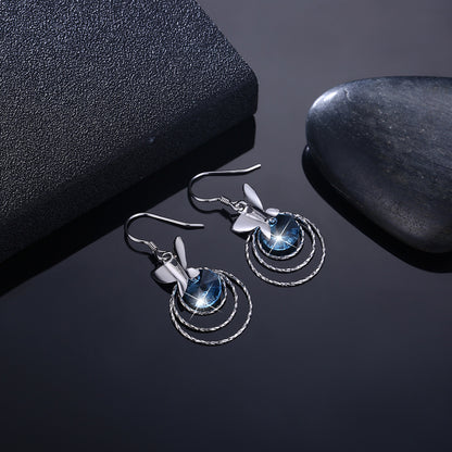 MABELLA Women Butterfly Dangle 925 Sterling Silver Earrings Embellished with Crystals from Swarovski
