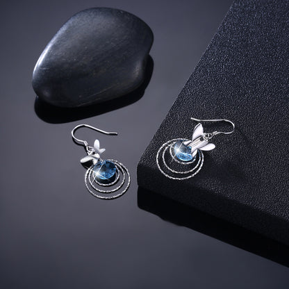 MABELLA Women Butterfly Dangle 925 Sterling Silver Earrings Embellished with Crystals from Swarovski