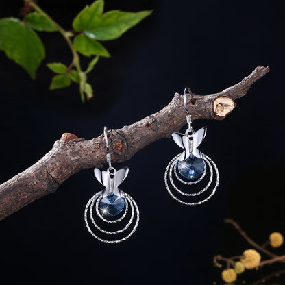 MABELLA Women Butterfly Dangle 925 Sterling Silver Earrings Embellished with Crystals from Swarovski