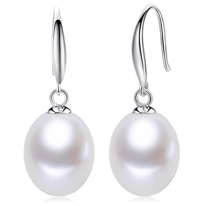 MABELLA Sterling Silver AAA+ Quality White Freshwater Cultured Drop Dangle Pearl Earrings for Women