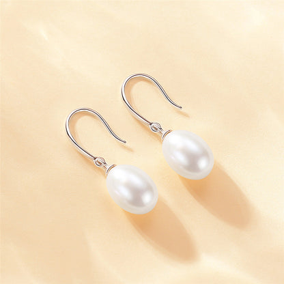 MABELLA Sterling Silver AAA+ Quality White Freshwater Cultured Drop Dangle Pearl Earrings for Women