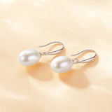 MABELLA Sterling Silver AAA+ Quality White Freshwater Cultured Drop Dangle Pearl Earrings for Women