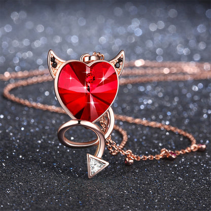 MABELLA Red Heart Pendant Necklace Embellished with Crystals from Swarovski, Gifts for Women