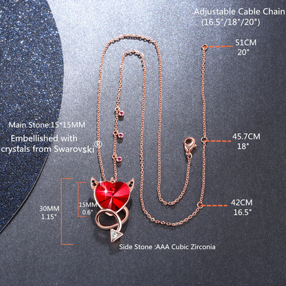 MABELLA Red Heart Pendant Necklace Embellished with Crystals from Swarovski, Gifts for Women