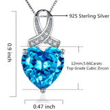 MABELLA 925 Sterling Silver Simulated Birthstone Gemstone Pendant Heart Necklace, Gifts for Women