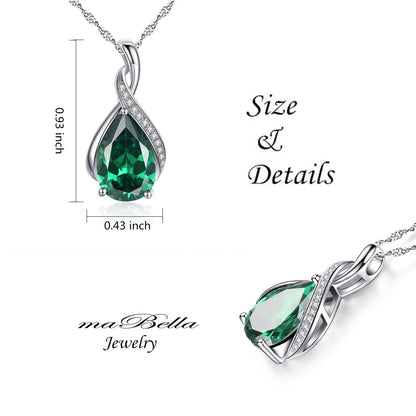 MABELLA 925 Sterling Silver Birthstone Pendant Necklace Jewelry,Gifts for Women