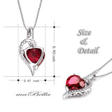 Sterling Silver Simulated Blue Sapphire Ruby Blue Topaz Heart Pendant Necklace Gifts for Women