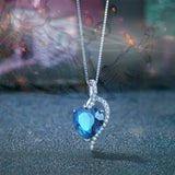 MABELLA Sterling Silver Simulated Blue Sapphire Ruby Blue Topaz Heart Pendant Necklace Valentines Day Gifts for Women