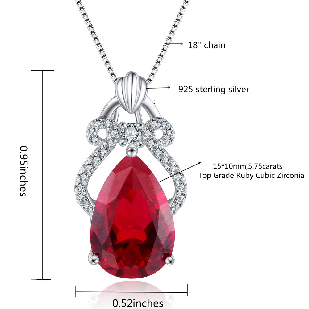 Ruby Red Cubic Zirconia Necklace with Silver Box hot Chain | Simulated Ruby Pendant | July Birthstone | Ruby Birthstone | Faceted Ruby