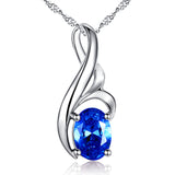 MABELLA Sterling Silver 0.75ct (7*5mm) Birthstone Oval Shape Pendant Necklace