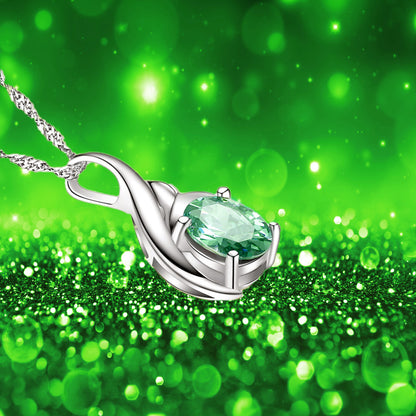 MABELLA Sterling Silver 0.75ct (7*5mm) Birthstone Oval Shape Pendant Necklace