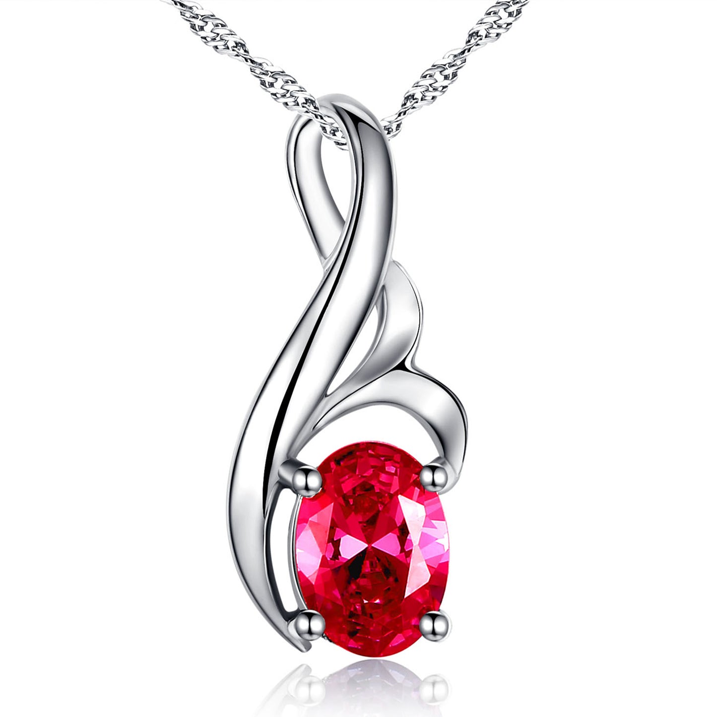 MABELLA Sterling Silver 0.75ct (7*5mm) Birthstone Oval Shape Pendant Necklace