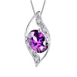 MABELLA Sterling Silver Birthstone Oval Cut Leaves Shape Pendant Necklace, Birthday Gifts for Women