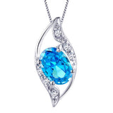 MABELLA Sterling Silver Birthstone Oval Cut Leaves Shape Pendant Necklace, Birthday Gifts for Women