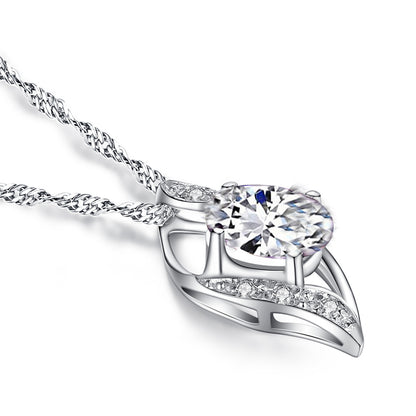MABELLA Sterling Silver Birthstone Oval Cut Leaves Shape Pendant Necklace, Birthday Gifts for Women