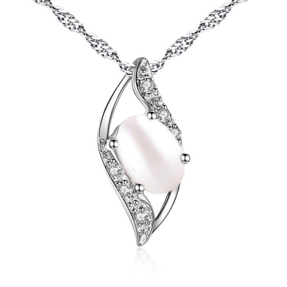 MABELLA Sterling Silver Birthstone Oval Cut Leaves Shape Pendant Necklace, Birthday Gifts for Women