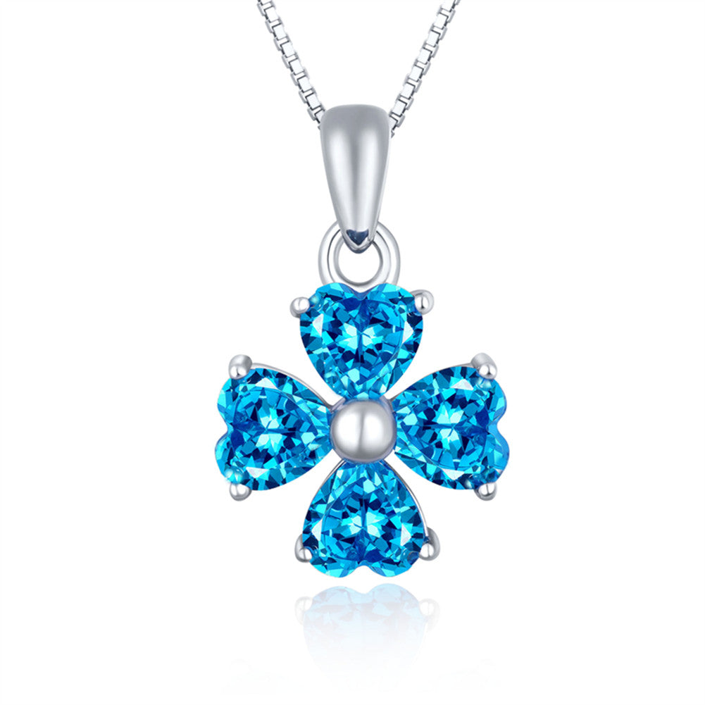 Mabella Sterling Silver Heart Pendant Necklace With Simulated Amethyst & Diamonds, 18 Inch 7 thumbnail image