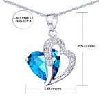 MABELLA Jewelry Simulated Gemstone Double Heart Pendant Sterling Silver Necklace for Women