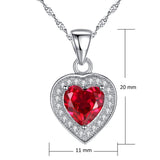 MABELLA Sterling Silver Heart 1.6 CTW Simulated Gemstone Pendant Necklace, Birthday Gifts for Women