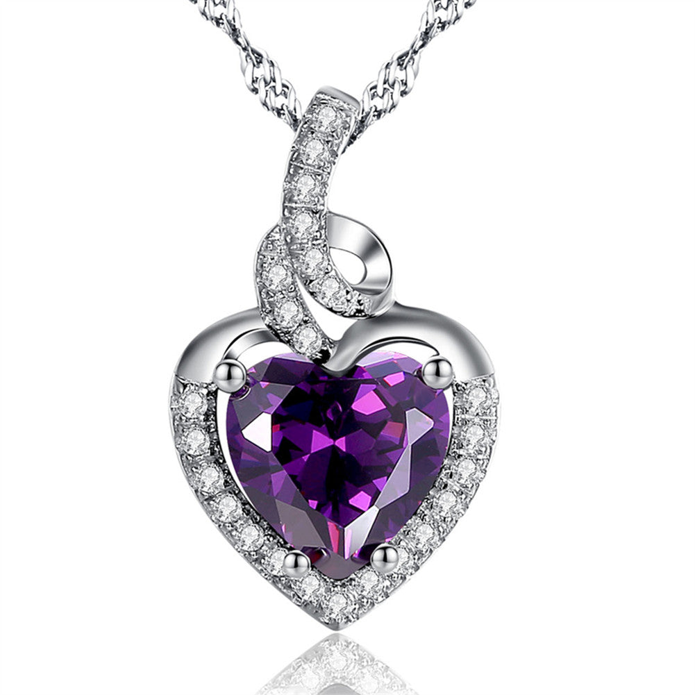 Birthstone Heart Necklace Sterling Silver Women Pendant Gifts for Women Her