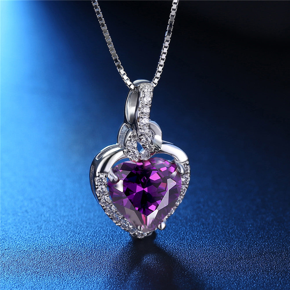 Birthstone Heart Necklace Sterling Silver Women Pendant Gifts for Women Her
