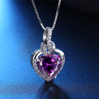 Birthstone Heart Necklace Sterling Silver Women Pendant Gifts for Women Her