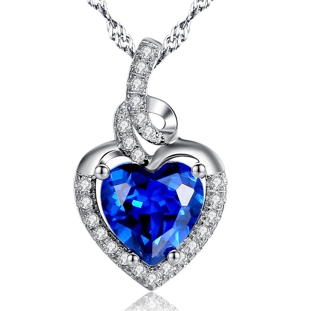 Birthstone Heart Necklace Sterling Silver Women Pendant Gifts for Women Her