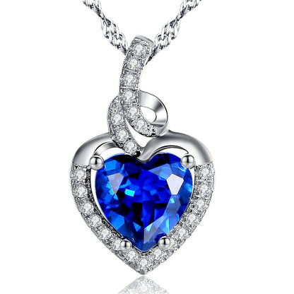 Birthstone Heart Necklace Sterling Silver Women Pendant Gifts for Women Her