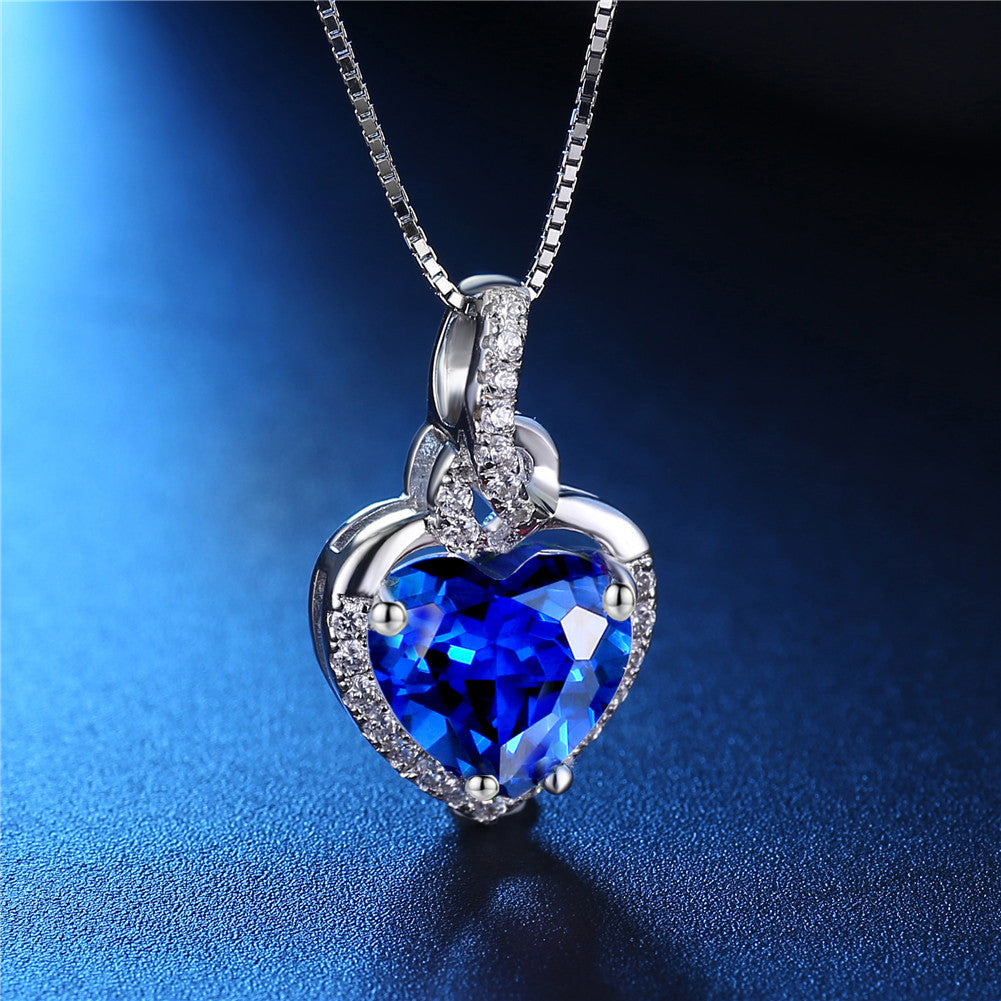 Birthstone Heart Necklace Sterling Silver Women Pendant Gifts for Women Her