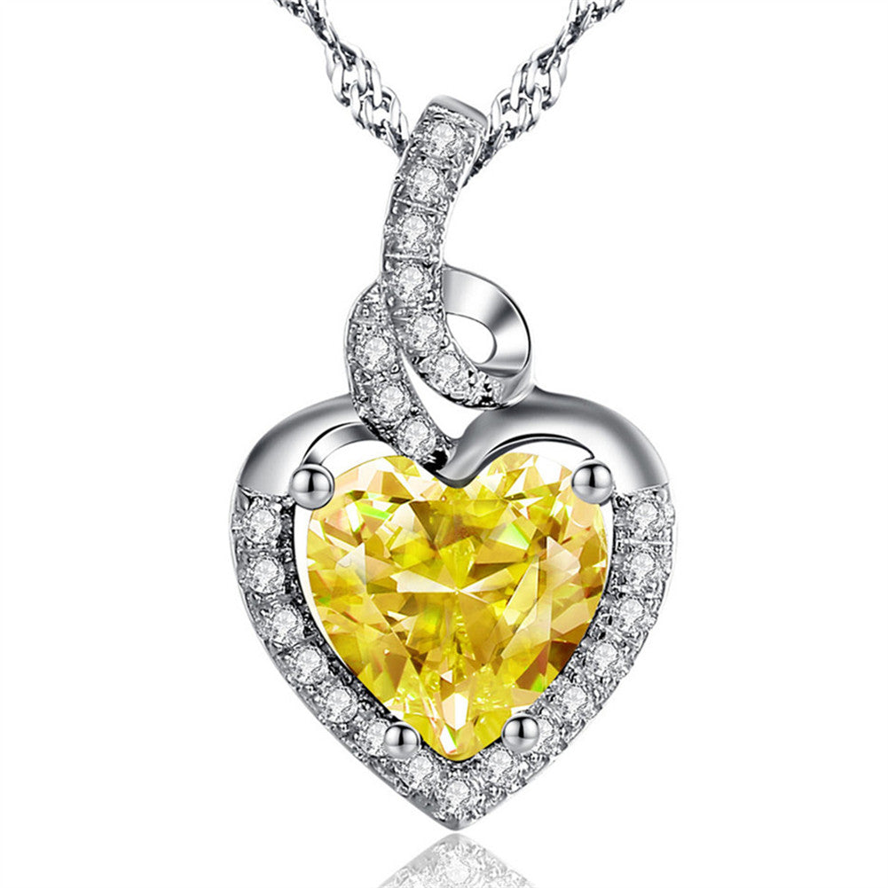 Birthstone Heart Necklace Sterling Silver Women Pendant Gifts for Women Her