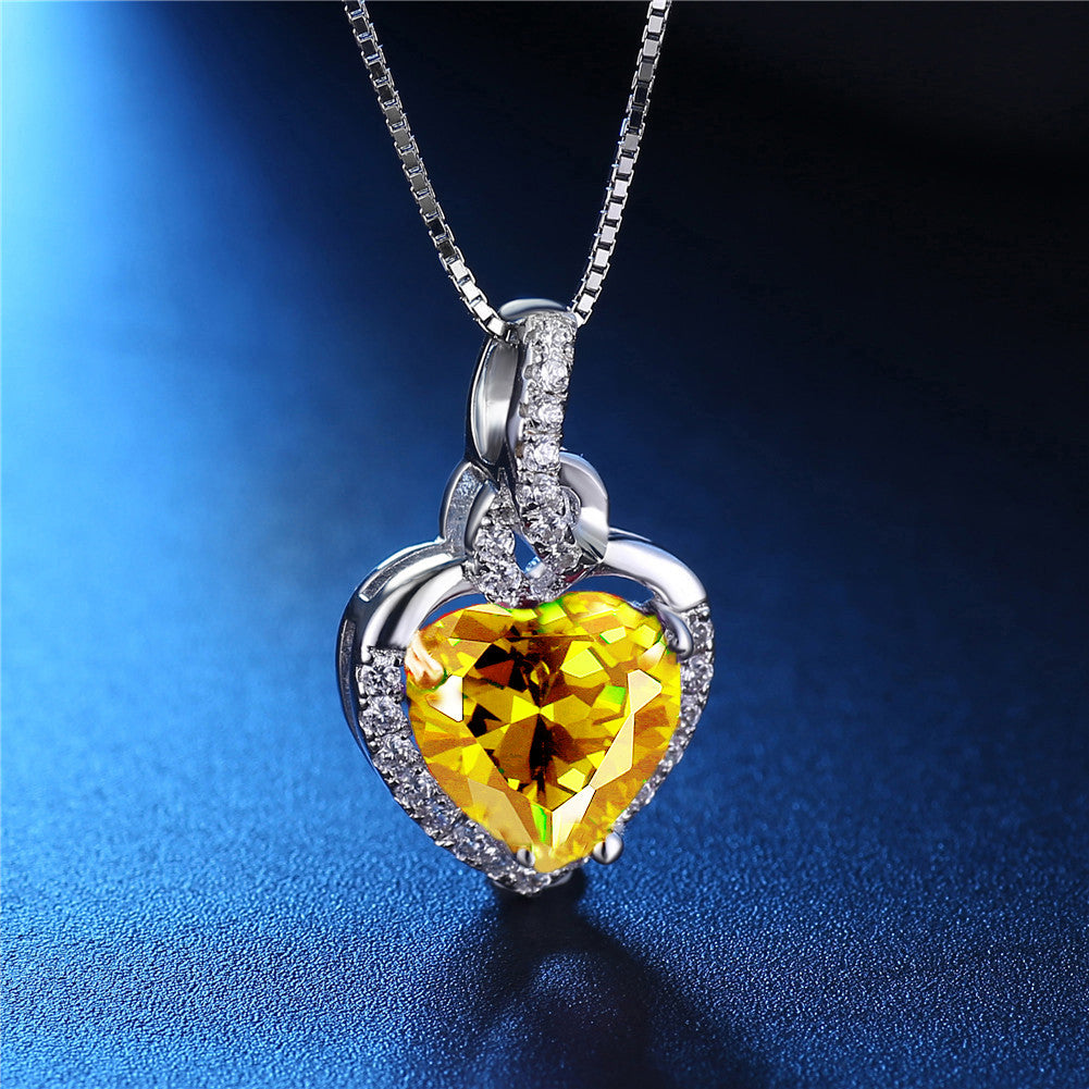 Birthstone Heart Necklace Sterling Silver Women Pendant Gifts for Women Her