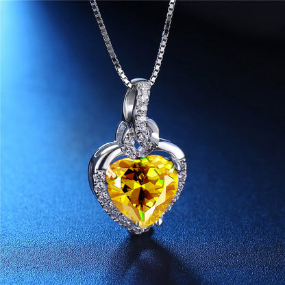 Birthstone Heart Necklace Sterling Silver Women Pendant Gifts for Women Her